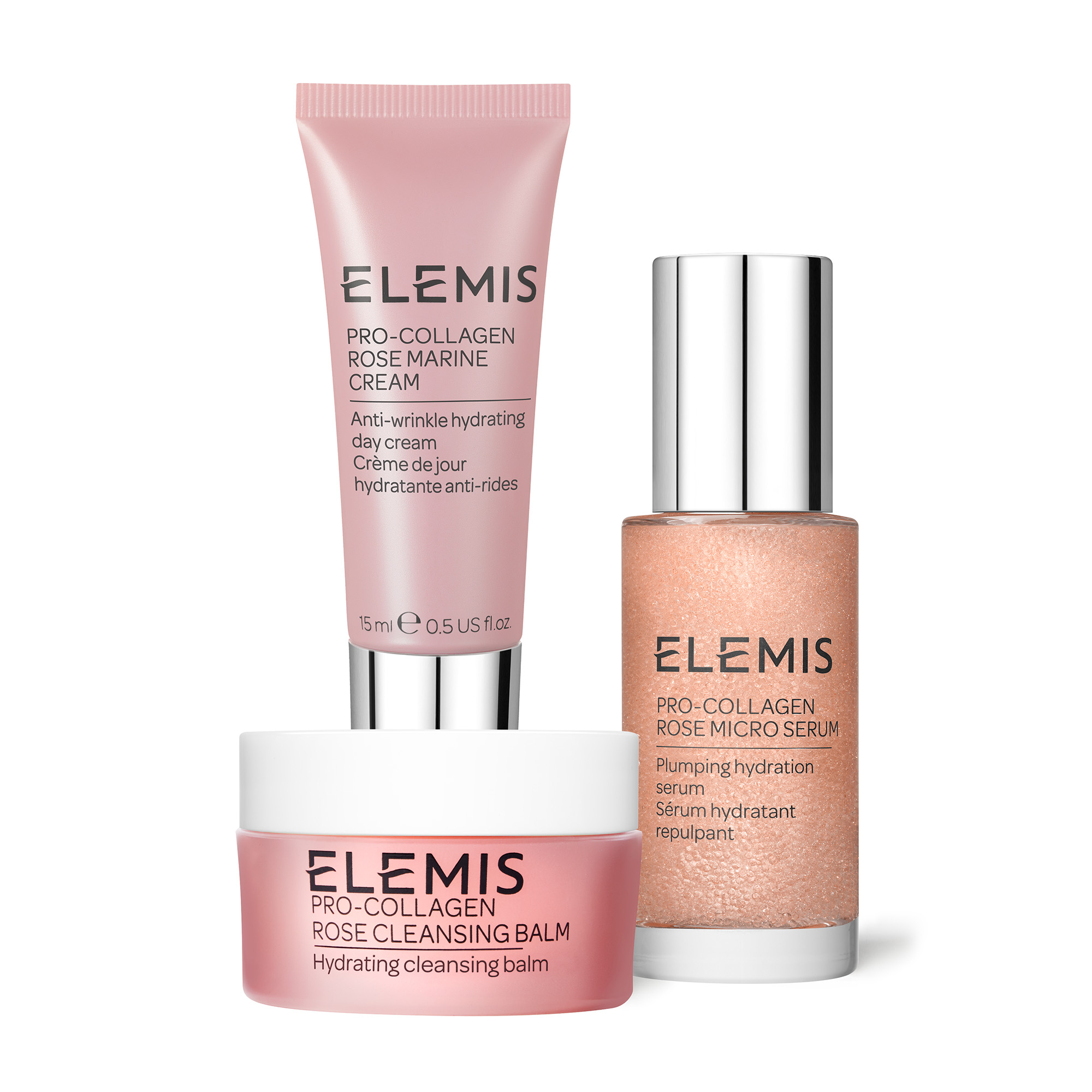 Тріо фаворитів для наповнення та зволоження шкіри з Трояндою ELEMIS The Pro-Collagen Rose Icons Skin Soothing Trio